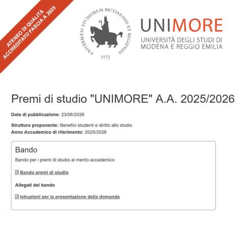Premi di studio UNIMORE a.a. 2025/2026